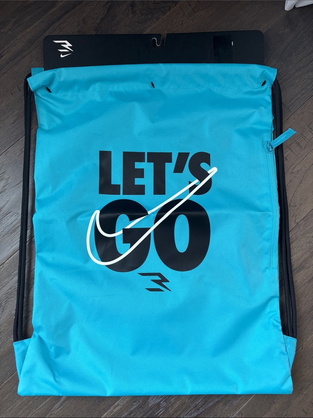 Nike Lets Go Jersey Gym Sack,zipper side pocket,drawcord shoulder straps,light